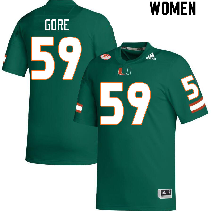 Women #59 Thomas Gore Miami Hurricanes College Football Jerseys Stitched Sale-Green